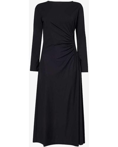 Weekend by Maxmara Romania Ruched-panel Stretch-woven Midi Dress - Black