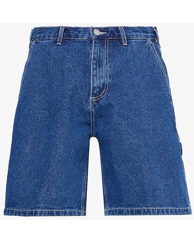 Obey Bigwig Brand-appliqué Denim Shorts - Blue