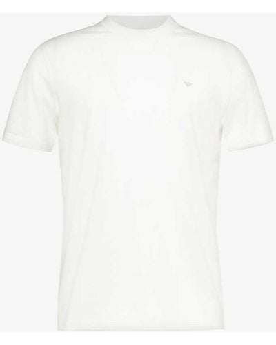 Emporio Armani Logo-embossed Cotton-jersey T-shirt - White