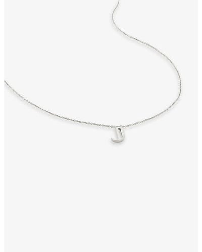 Monica Vinader J Letter-charm Recycled Sterling-silver Pendant Necklace - White