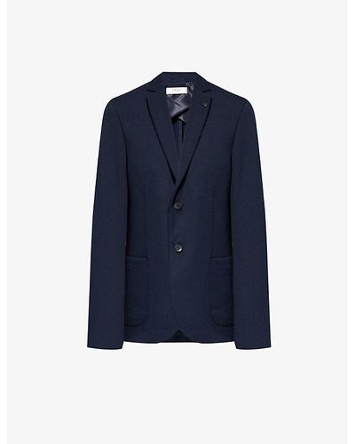 IKKS Notched-lapels Single-breasted Woven Blazer - Blue