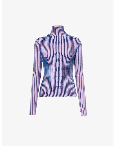 Jean Paul Gaultier Trompe L'oeil Slim-fit Wool-blend Knitted Top - Purple