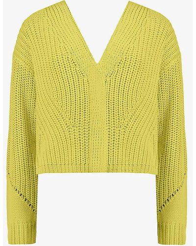 Ro&zo V-neck Relaxed-fit Knitted Cardigan - Yellow
