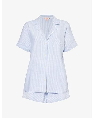 Eberjey Nautico Striped Linen Pajamas - Blue