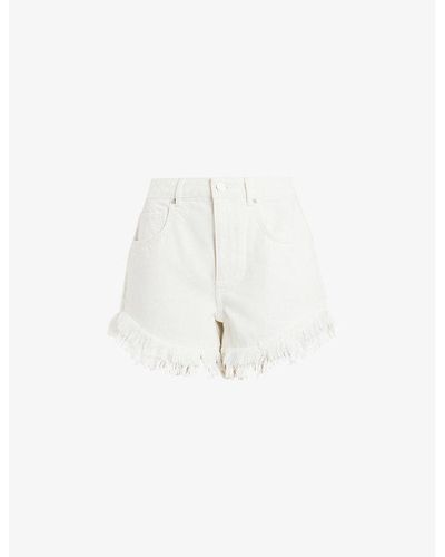 AllSaints Astrid Frayed Organic-cotton Denim Shorts - White