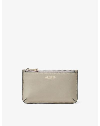 Aspinal of London Ella Logo-print Grained-leather Card And Coin Holder - Grey