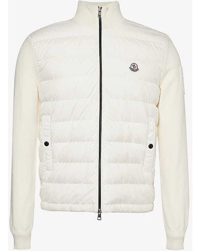 Moncler Funnel-neck Cotton-knit And Shell-down Cardigan - White