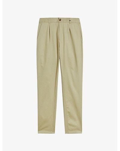 Ted Baker Leef Straight-leg Stretch-cotton Trousers - Green