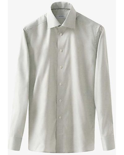 Eton Signature Twill Striped Slim-fit Cotton Shirt - Grey