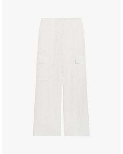 Claudie Pierlot Patch-pocket Straight-leg Mid-rise Stretch-cotton Pants - White