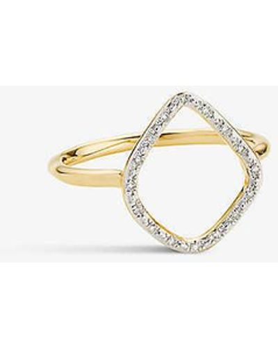 Monica Vinader Riva 18ct Yellow-gold Vermeil Plated Recycled Sterling-silver And 0.045ct Diamond Ring - White