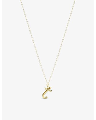 The Alkemistry Love Letter T Initial 18ct Yellow-gold Pendant Necklace - White