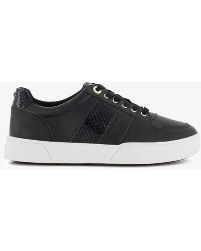 Dune Elysium Side-stripe Leather Low-top Trainers - Black