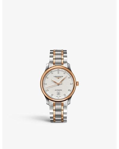 Longines L26285977 Master Collection 18ct Rose Gold-plated Stainless Steel And 0.055ct Round-cut Diamond Automatic Watch - White