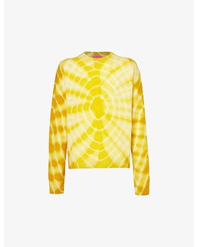 The Elder Statesman Tie-dyed Dropped-shoulder Relaxed-fit Cashmere Jumper - Yellow