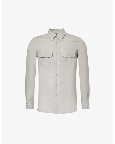 Tom Ford Regular-fit Curved-hem Woven Shirt - Gray