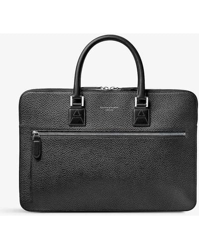 Aspinal of London Mount Street Grained-leather Logo-embossed Document Case - Black