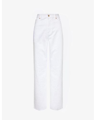 Valentino Garavani Brand-patch Relaxed-fit Straight-leg High-rise Jeans - White