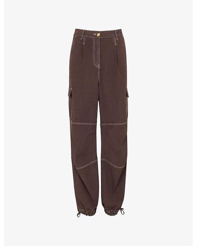 Whistles Lorna Oversized Mid-rise Stretch-woven Pants - Brown