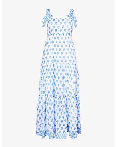Aspiga Tabitha Floral-print Organic-cotton Maxi Dress - Blue