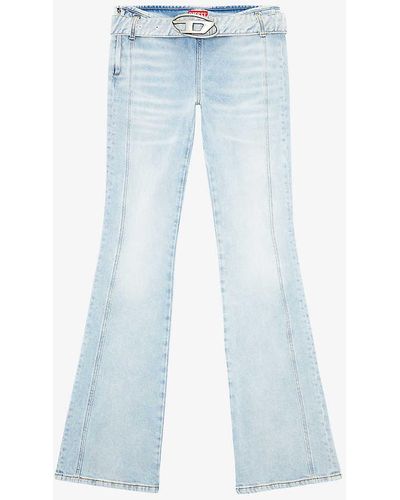 DIESEL D-ebbybelt Logo-buckle Mid-rise Denim Jeans - Blue