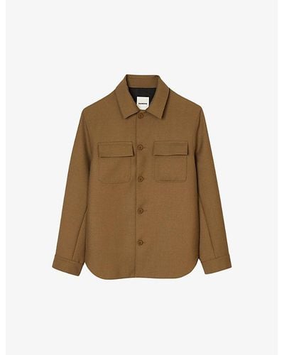 Sandro Patch-pocket Relaxed-fit Woven Overshirt - Brown