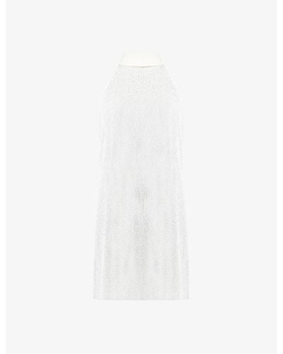 Ro&zo Sequin-embellished A-line Stretch-woven Mini Dress - White
