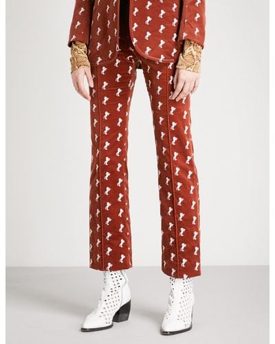 Chloé Horse-embroidered Velvet Trousers