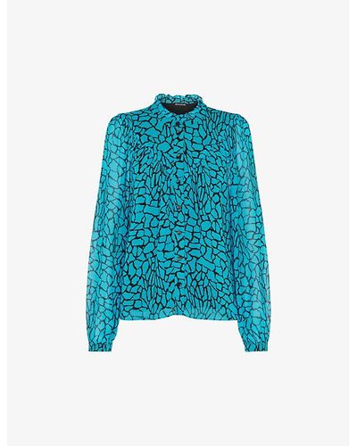 Whistles Terrazzo Patterned Woven Blouse - Blue
