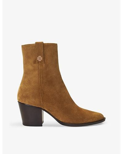 Maje Forwest Suede Heeled Ankle Boots - Brown