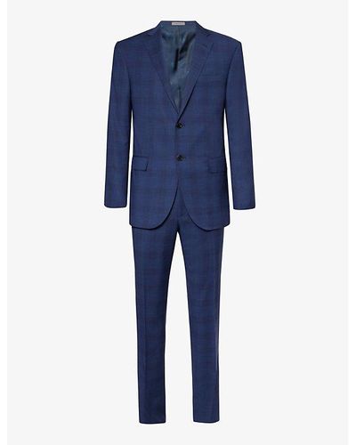 Corneliani Check-pattern Notched-lapel Regular-fit Wool Suit - Blue