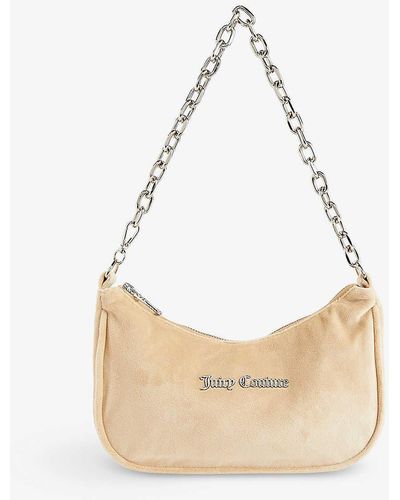 Juicy Couture Logo-plaque Velour Shoulder Bag - White