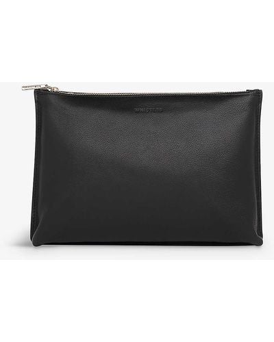 Whistles Rae Double-pouch Leather Clutch Bag - Black