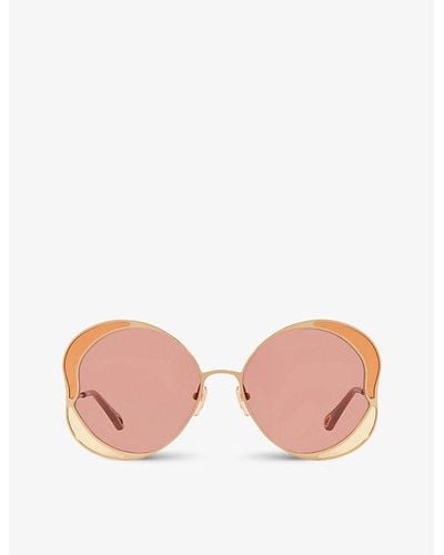 Chloé Ch0024s Gemma Metal And Acetate Butterfly-frame Sunglasses - Red
