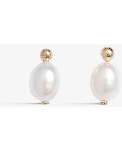 The Alkemistry Poppy Finch Oval 14ct Yellow-gold And Pearl Earrings - White