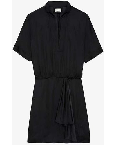 Zadig & Voltaire Raito V-neck Short-sleeve Satin Mini Dress - Black