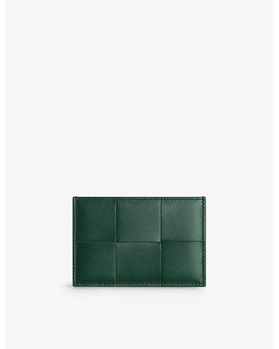 Bottega Veneta Cassette Intrecciato-woven Leather Card Holder - Green