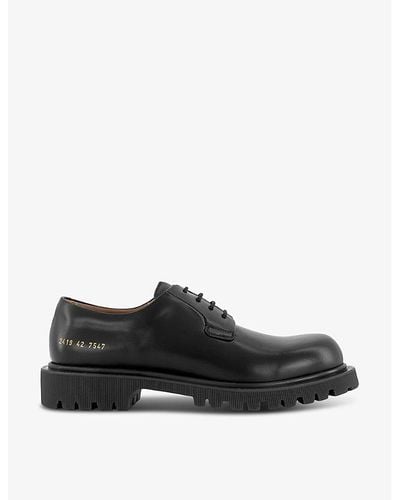 Common Projects Chunky Number-print Leather Derby Shoes - Black