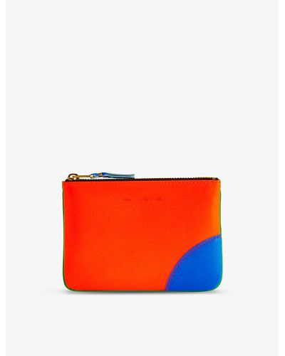 Comme des Garçons Colour-blocked Leather Wallet - Orange
