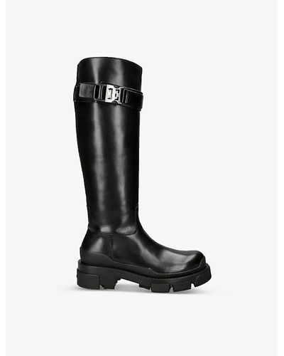 Givenchy Terra Logo-buckled Leather Knee-high Boots - Black