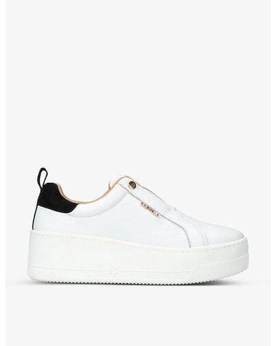 Carvela Kurt Geiger Connected Slips-on Leather Flatofrm Sneakers - White