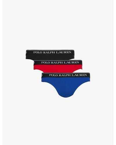 Polo Ralph Lauren Branded-waistband Low-rise Pack Of Three Stretch-cotton Briefs - Multicolor