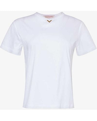 Valentino Garavani Logo-plaque Regular-fit Cotton-jersey T-shirt - White