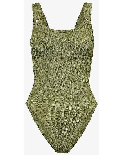 Hunza G Domino Square-neck Scoop-back Swimsuit - Green