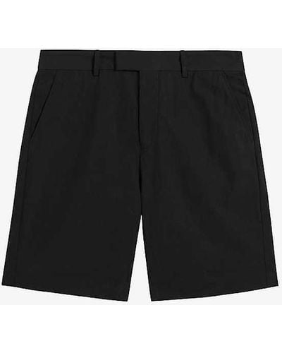Ted Baker Cleeves Straight-leg Cotton And Linen Shorts - Black