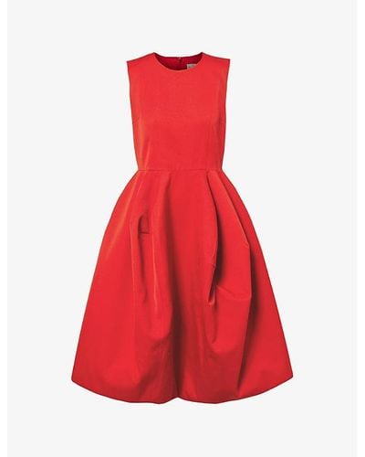 Comme des Garçons Fla-hem Raw-edge Wool Midi Dress - Red