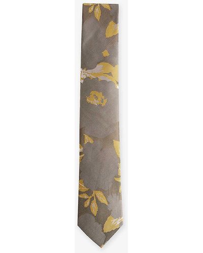 Ted Baker Spikes Floral-print Silk Tie - White