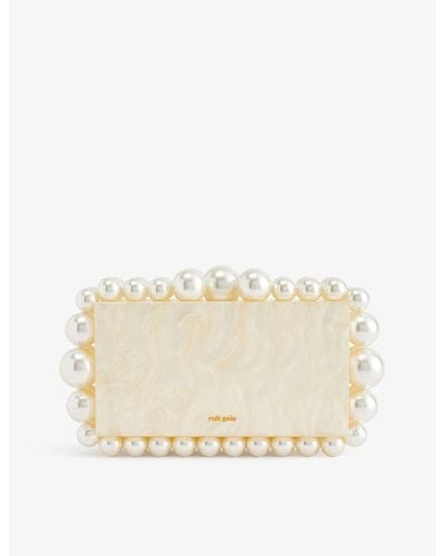 Cult Gaia Eos Faux-pearl And Acrylic Clutch Bag - Natural