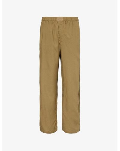 Calvin Klein Branded-patch Elasticated-waist Woven Pyjama Trousers X - Natural