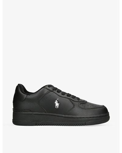 Polo Ralph Lauren Masters Court Embroidered-pony Leather Sneakers - Black